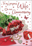 A vision of heartfelt celebration comes alive in this anniversary card, as if arranged on a softly lit table in a Weybridge home just before a special evening together. A lush sweep of red roses dominates the scene, each bloom gleaming with a velvety richness that captures the depth of long-lasting affection. Their petals curl outward in generous spirals, tinged with subtle highlights as though brushed by early morning light. The roses nestle into delicate greenery, slender leaves and fine fronds creating a gentle frame that enhances the flowers' intensity. Beneath this cascade, the setting glimmers with romance: a heart-shaped locket rests alongside dainty pearls, their smooth surfaces reflecting tiny sparks of light, while jewel-like adornments add a hint of luxury. A softly folded envelope lies close by, suggesting a handwritten message waiting to be opened, the promise of loving words echoing years of shared stories. Tiny hearts seem to drift across the background, and a single butterfly motif hovers at the edge of the composition, adding a touch of whimsy and magic. The colour palette is saturated with passionate reds, warm blush tones, and soft neutrals, evoking the warmth and devotion between soulmates who might celebrate with dinner near Baker Street or a quiet walk by the river. The entire image radiates tenderness and remembrance, perfectly capturing the mood of renewed promises and cherished anniversaries in Weybridge.